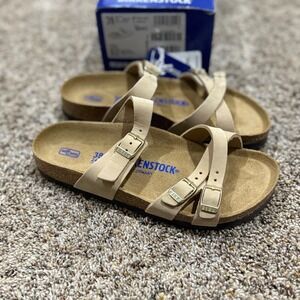 Birkenstock Franca Sandal Narrow Fit Sandcastle Leather Buckle Womens 7 (EU 38)